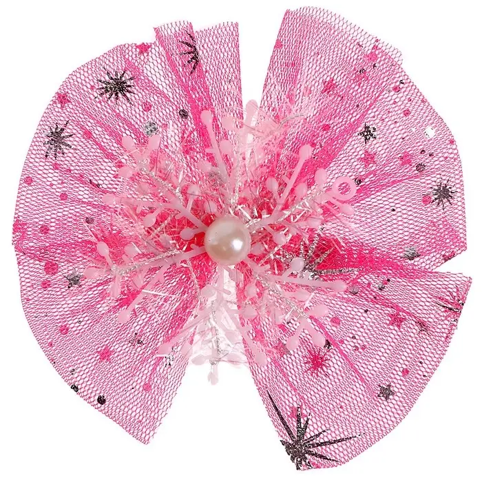 Карнавальный зажим «Снежинка», цвет розовый Карнавальный зажим «Снежинка», цвет розовый