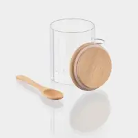 Сахарница с крышкой и ложкой из бамбука, 500 мл, 8х10,4 см