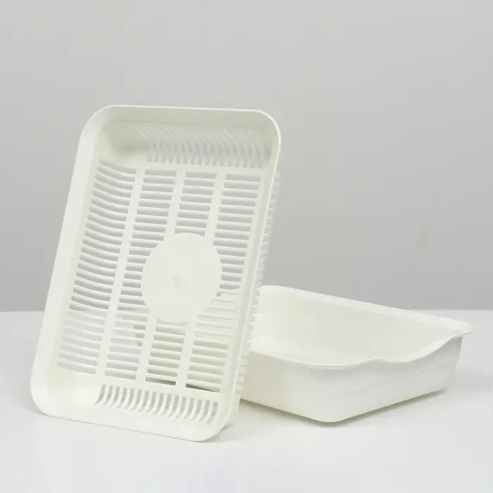 Туалет для кошек, 34.5&times;25.5&times;7.5 см, с сеткой, пластик, белый