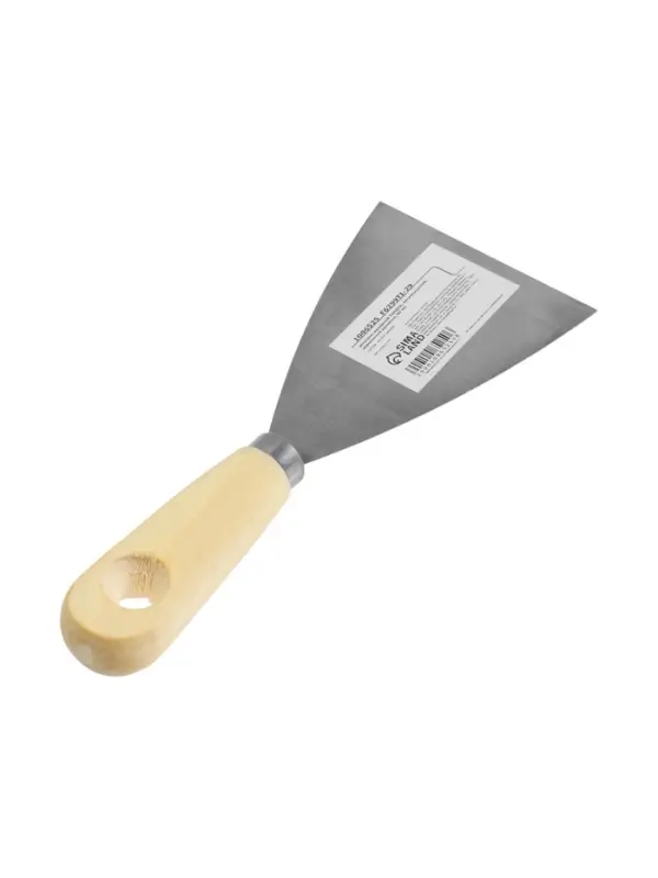 Шпатель малярный ТУНДРА, металлический, деревянная рукоятка, 80 мм