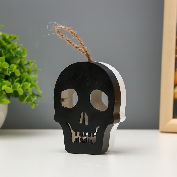 Ночник  Ночник "Череп" LED 1Вт RGB от батареек LR1130  бело-черный 9,5х4х5см RISALUX