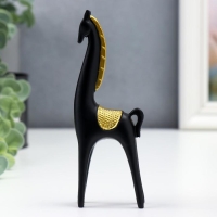 Фигурка полистоун «Чёрный конь с золотой гривой», 15×2.5×5 см