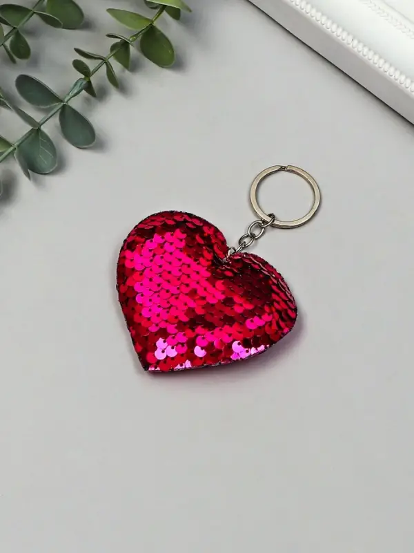 Брелок для ключей на кольце &laquo;Пайетки. Сердечко&raquo;, текстиль, 9&times;8 см, МИКС