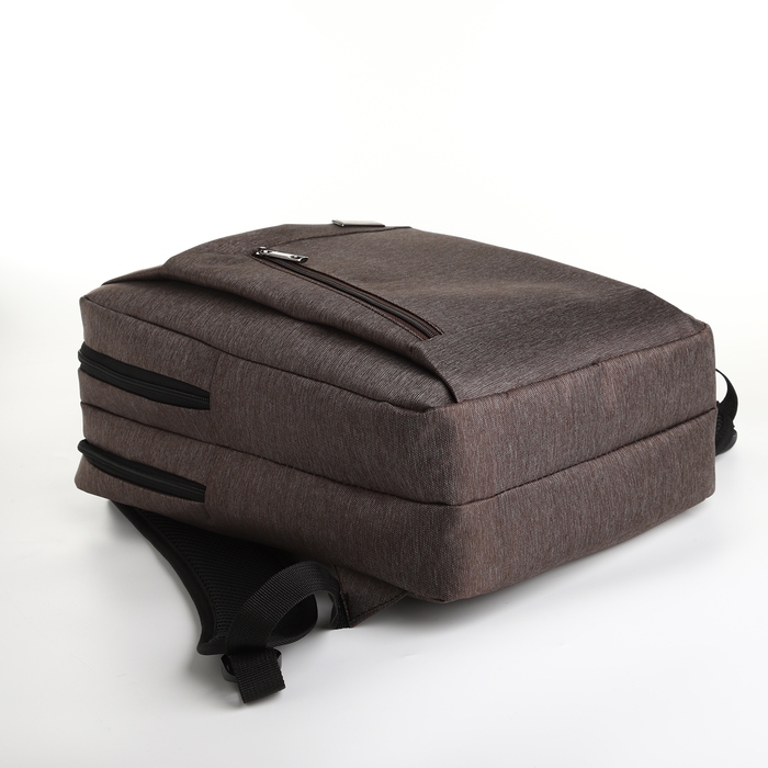 Рюкзак городской на молнии, 2 кармана, с USB, цвет коричневый Рюкзак городской на молнии, 2 кармана, с USB, цвет коричневый