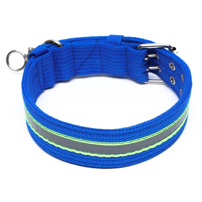 Ошейник четырехслойный светоотражающий с вертлюгом, 65 х 4 см, синий Ошейник четырехслойный светоотражающий с вертлюгом, 65 х 4 см, синий
