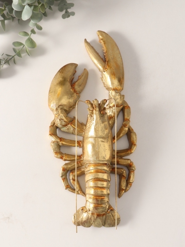 Сувенир полистоун "Золотой лобстер" 32х14х6,7 см