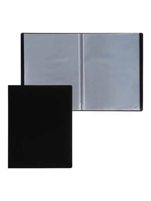 Папка с 20 вкладышами А4, 500 мкм, Calligrata, текстура &laquo;песок&raquo;, чёрная