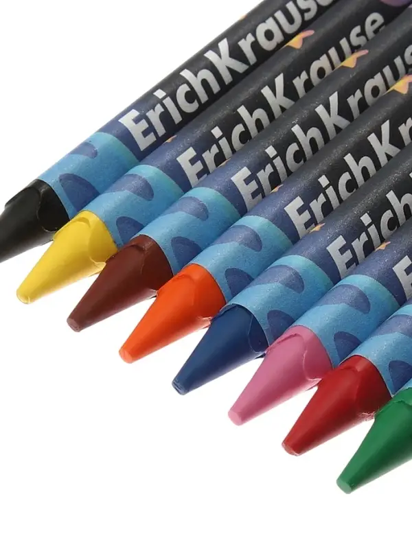 Восковые мелки 8 цветов, ErichKrause Kids Space Animals, трёхгранные