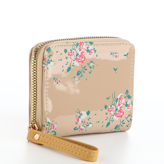 Кошелёк женский на молнии, лакированный, цвет бежевый Кошелёк женский на молнии, лакированный, цвет бежевый