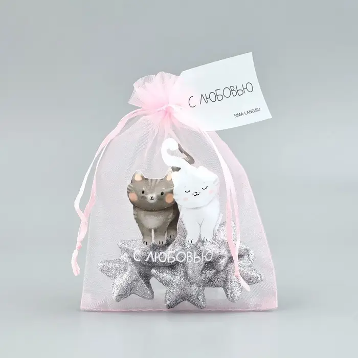 Мешочек подарочный из фатина с термонаклейкой «С любовью», 11 х 16 см +/- 1.5 см