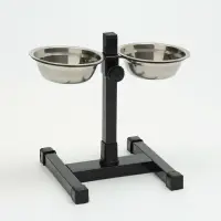 Подставка с мисками, 2&times;250 мл, высота 25 см, разборная, чёрная