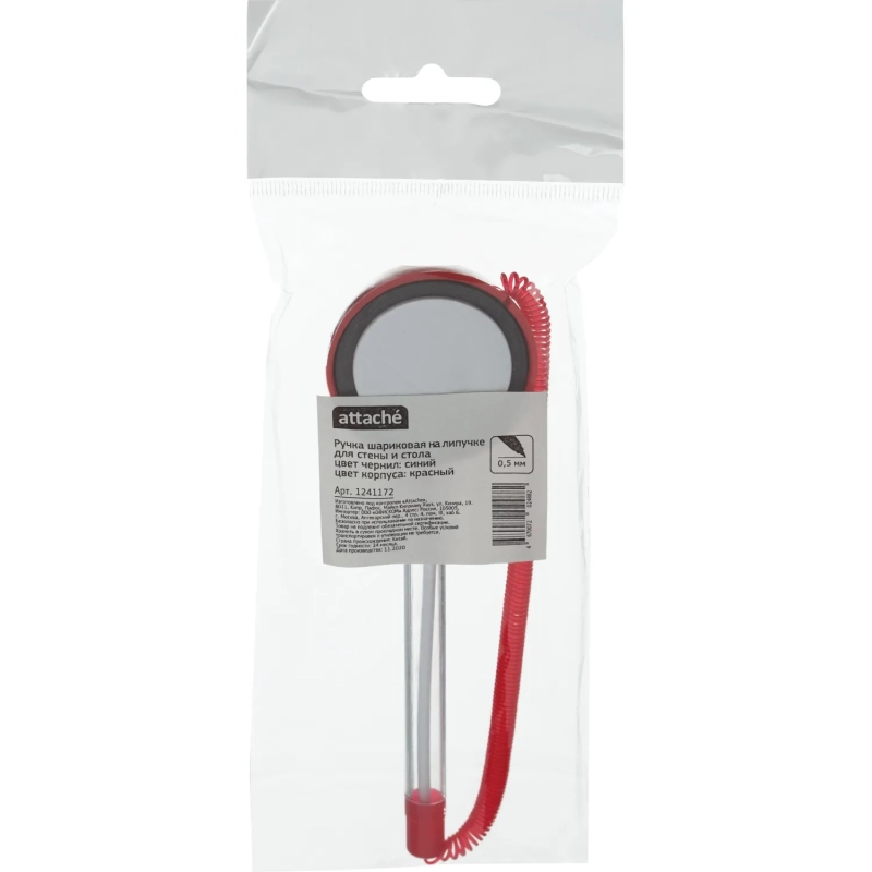 Ручка шариковая на подставке на липучке Attache син.стержень, красн корпус