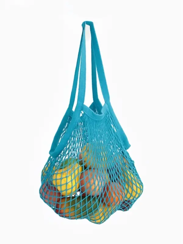 Сумка - авоська плетёная, клетка 1.5 см, синяя