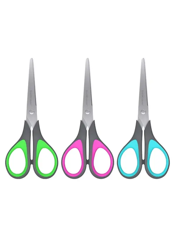 Ножницы ErichKrause Standard+, 17 см, с улучшенной двойной заточкой, ручки с противоскользящими резиновыми вставками, МИКС