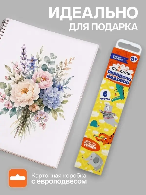Акварель Calligrata, 6 цветов, без кисти, картон