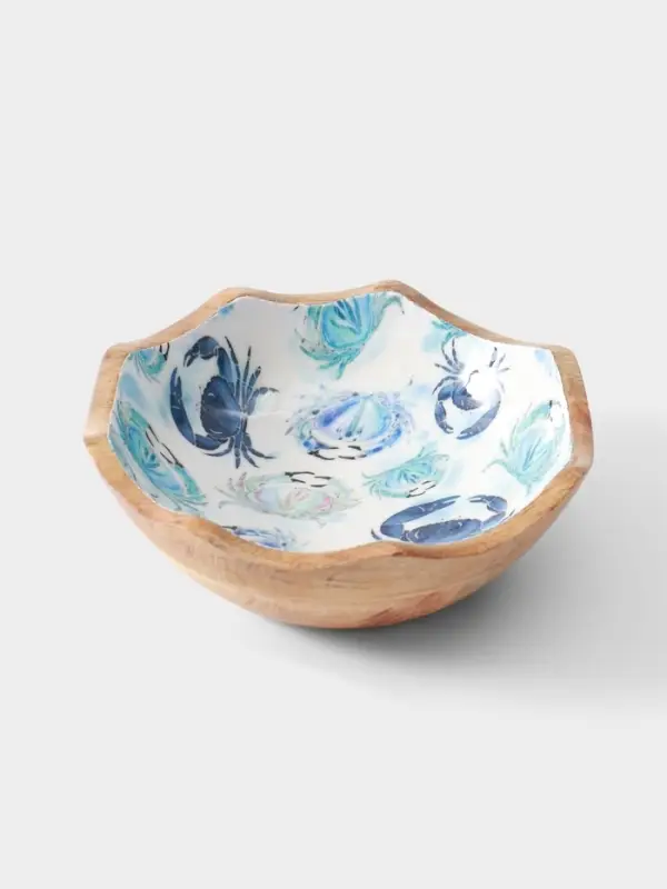 Салатник &laquo;Крабы&raquo;, 20&times;20&times;8 см, дерево манго