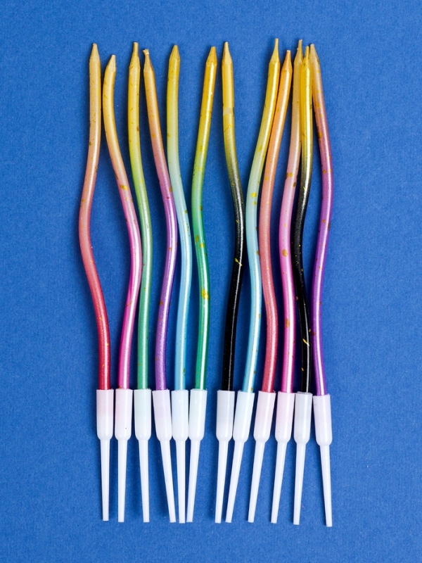 Свечи для торта Свечи для торта "Серпантин", 12 шт, разноцветный с блёстками