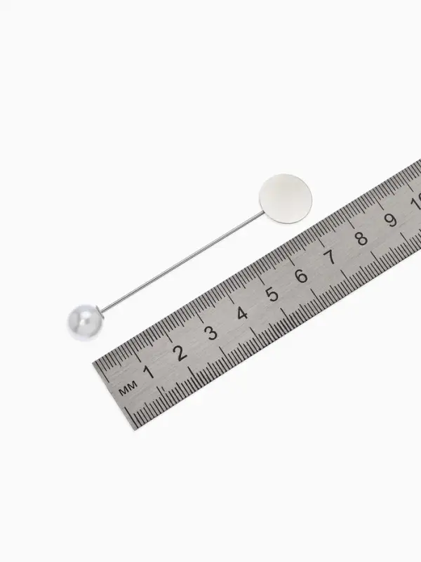 Основа &laquo;Брошь-игла&raquo; с шариком d=1 см (набор 5 шт.), L=7 см, площадка 1.5 см, цвет серебро