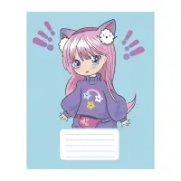 Тетрадь 12 листов в частую косую линию Calligrata "Аниме", обложка мелованный картон, ВД-лак, блок офсет, белизна 95%, МИКС