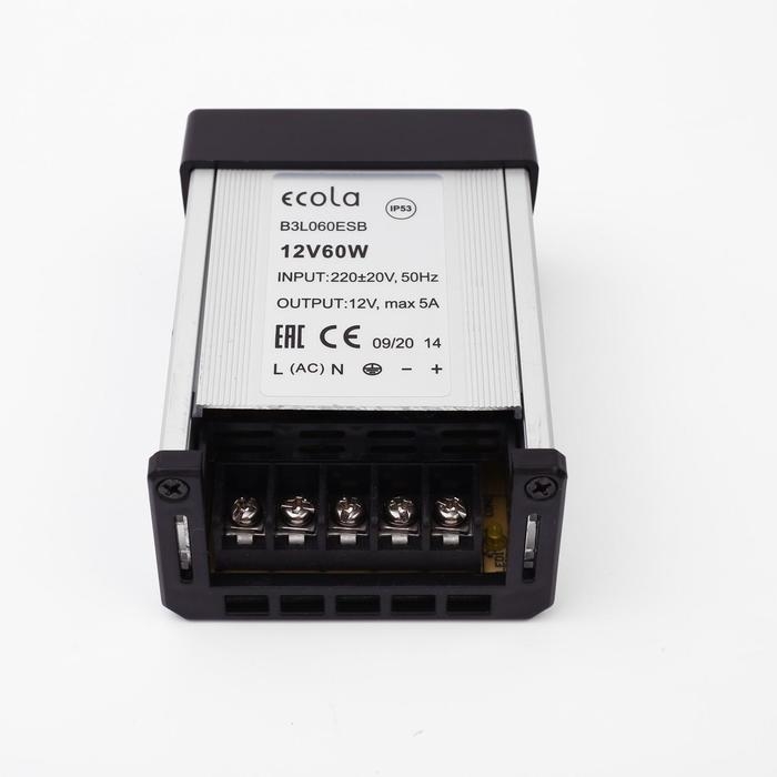 Блок питания Ecola для светодиодной ленты 12 В, 60 Вт, IP53 Блок питания Ecola для светодиодной ленты 12 В, 60 Вт, IP53