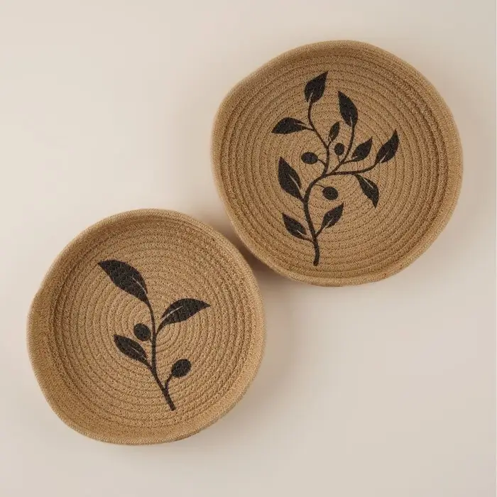 Корзины для хранения SL Home &laquo;Олива&raquo;, плетёные, ручной работы, 2 шт., 25&times;25&times;3 см, 30&times;30&times;4 см, коричневые