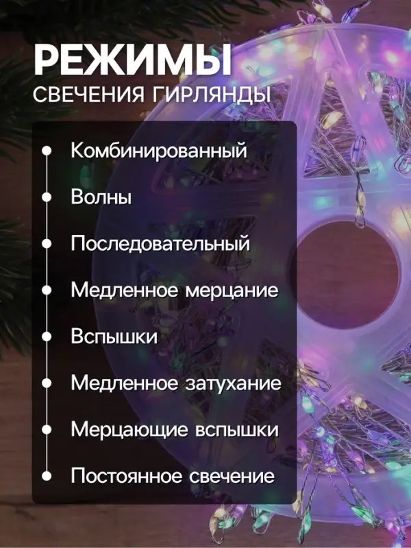 Гирлянда &laquo;Мишура&raquo; 20 м, роса, IP44, серебристая нить, 600 LED, 8 режимов, свечение мульти, 18 В