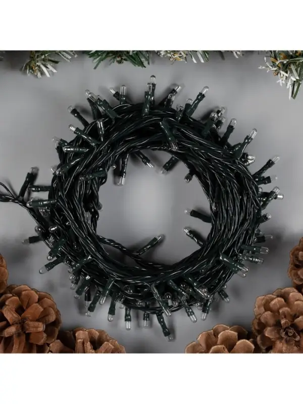 Гирлянда &laquo;Нить&raquo; 7 м, IP20, тёмная нить, 180 ламп, свечение тёплое белое, 8 режимов, 220 В