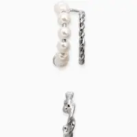 Серьги каффы &laquo;Жемчужная диадема&raquo;, 2 шт. белые в серебре