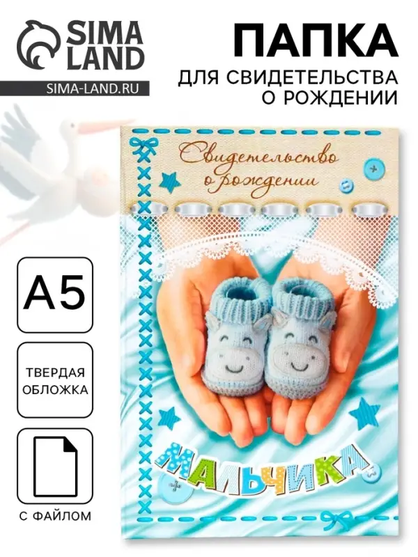 Папка для свидетельства о рождении, А5 &laquo;Мальчик&raquo;