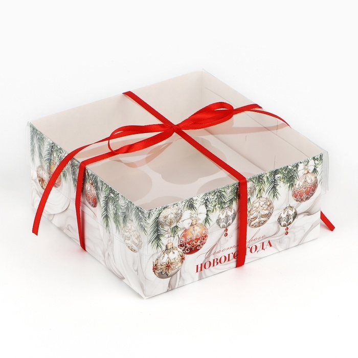 Коробка для капкейка «Счастливого Нового года!», 16 х 16 х 7.5 см, Новый год Коробка для капкейка «Счастливого Нового года!», 16 х 16 х 7.5 см, Новый год