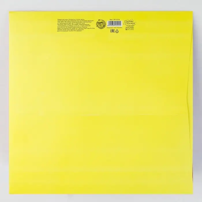 Пакет подарочный квадратный, упаковка, &laquo;Котик и тортик&raquo;, 30&times;30&times;30 см