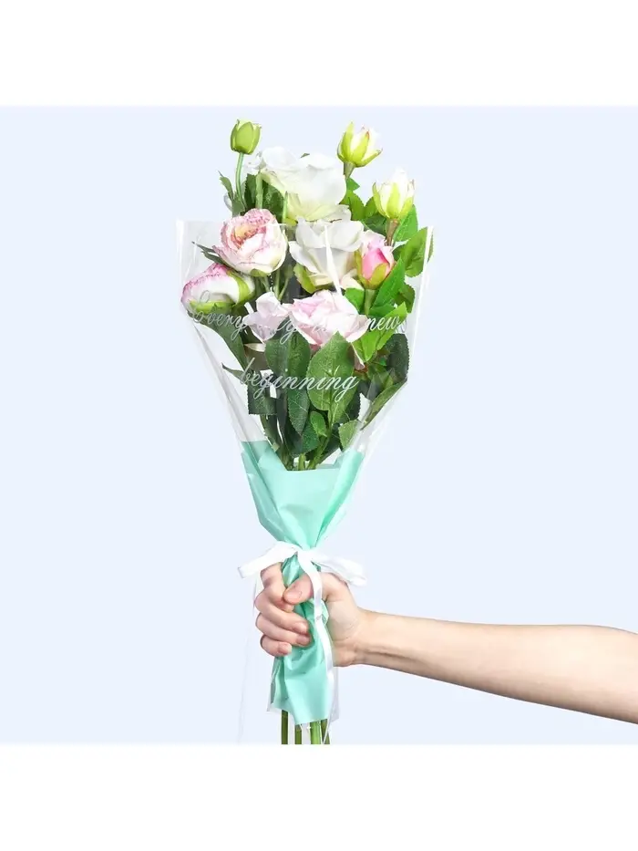 Пакет для цветов «Every day is a new beginning», мятный, 30 х 10 х 45 см Пакет для цветов «Every day is a new beginning», мятный, 30 х 10 х 45 см