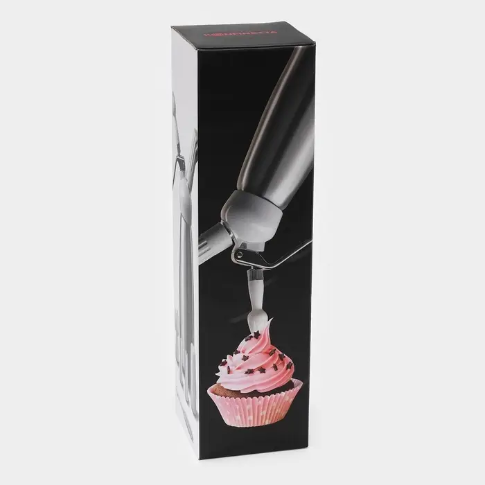 Сифон для взбивания сливок и газировки KONFINETTA, 500 мл, 3 насадки, алюминий, серебристый