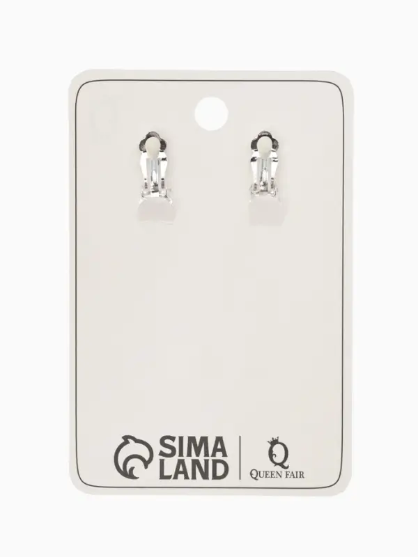 Серьги клипсы для ушей висячие со стразами QF &laquo;Вечеринка&raquo;, белые в серебре