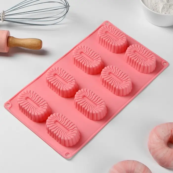 Форма для выпечки Доляна «Адель», силикон, 28×16×2 см, 8 ячеек, красная Форма для выпечки Доляна «Адель», силикон, 28×16×2 см, 8 ячеек, красная