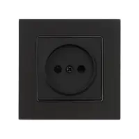 Розетка TOT Matte Glass, 10 А, стекло, скрытая, одноместная, без заземления, чёрная