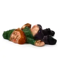 Садовая фигура из полистоуна &laquo;Гном спящий-пьяный&raquo;, 23&times;16&times;7 см