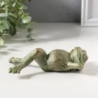 Фигурка чугун &laquo;Лягуха на отдыхе&raquo;, зелёная патина, 14.5&times;8,,8&times;4 см