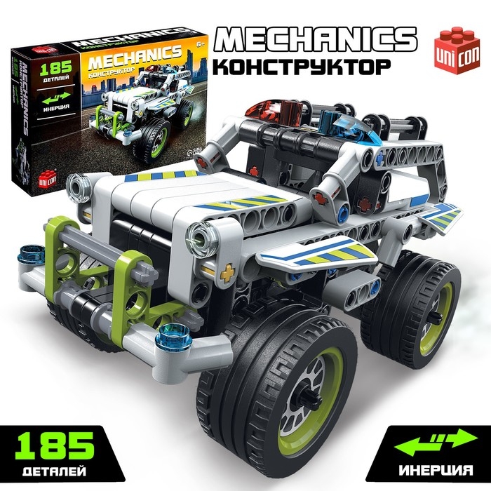 Конструктор полицейский внедорожник UNICON Техно, инерционный, 185 деталей, 6+ Конструктор полицейский внедорожник UNICON Техно, инерционный, 185 деталей, 6+
