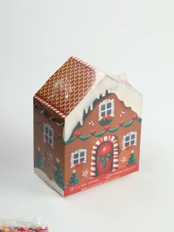 Набор с горячим шоколадом 3 шт, маршмеллоу и декором "Пряничный домик"