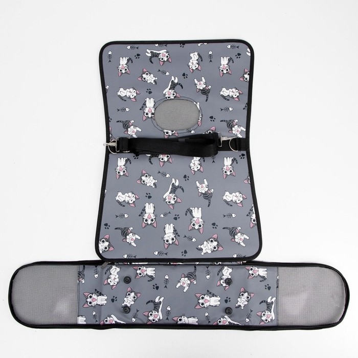 Сумка-переноска каркасная  Сумка-переноска каркасная "Играющие котики", размер S, 37,5 х 17 х 22 см, серая
