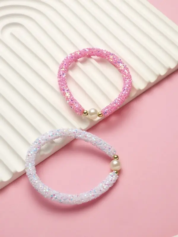 Браслет детский &laquo;Выбражулька. Пайетки&raquo;, d=5 см, белый, розовый