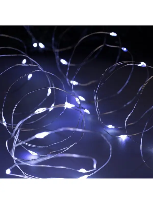 Гирлянда &laquo;Нить&raquo; 10 м, роса, IP20, серебристая нить, 100 LED, свечение белое, мерцание белым, 12 В