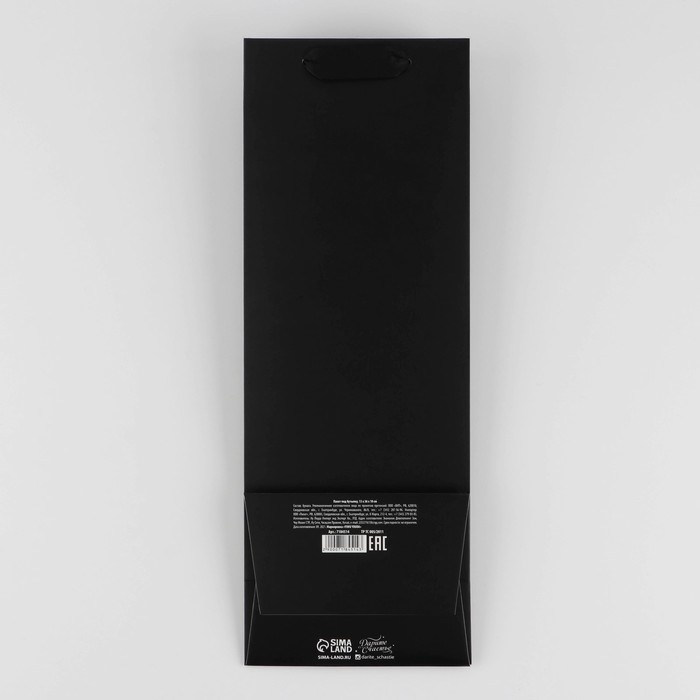 Пакет подарочный под бутылку, упаковка, «Чёрный», 13 x 36 x 10 см