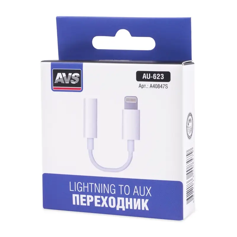 Кабель AVS AU-623 Lightning/AUX гнездо (A40847S)