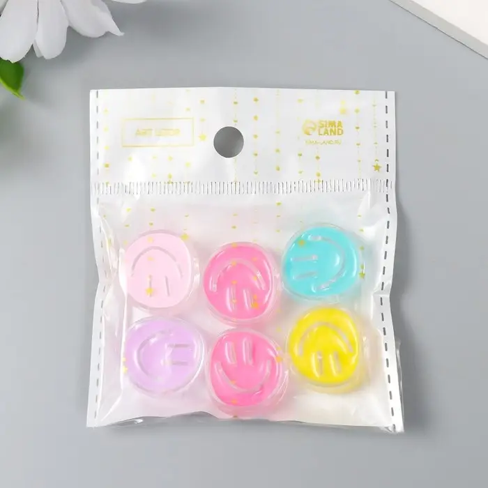 Бусина пластик "Летний бриз. Смайлик" глянец МИКС 2,2х2х0,9 см