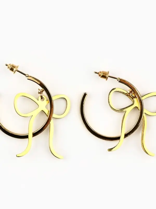 Серьги кольца с подвесом бантом Limited edition, 3 см