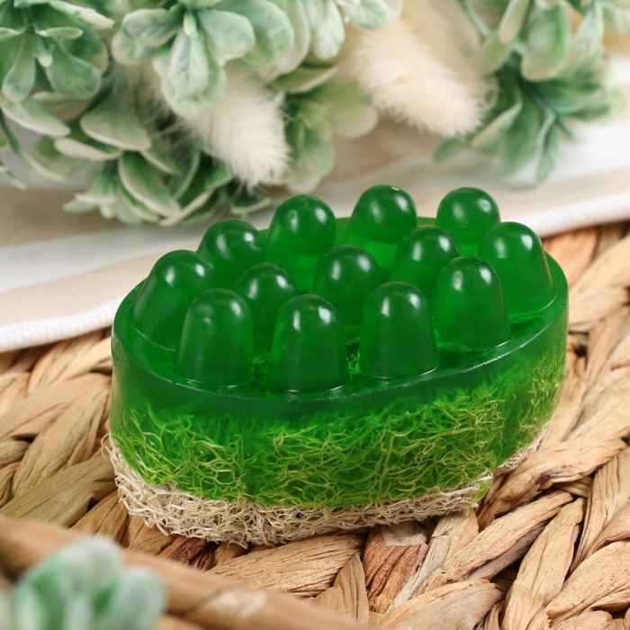 Мыло массажное с люффой Мыло массажное с люффой "Зеленое яблоко" 100 г "Добропаровъ" зеленый