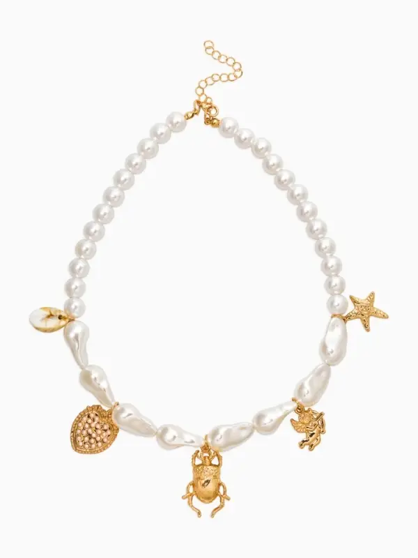 Бусы "Жемчуг" скоробей, 40+уудл. №10, цвет белый в золоте