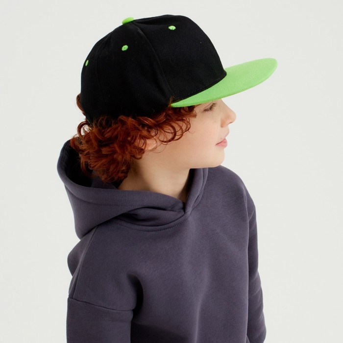 Бейсболка с прямым козырьком для мальчика MINAKU, размер 54, цвет чёрный/зеленый Бейсболка с прямым козырьком для мальчика MINAKU, размер 54, цвет чёрный/зеленый